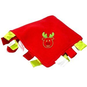 Green Sprouts Lovey Krinkle Security Blankie Red Reindeer Fleece w/ Crinkle Tags